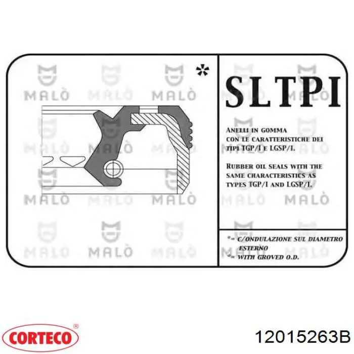 Retén de cubo trasero 12015263B Corteco