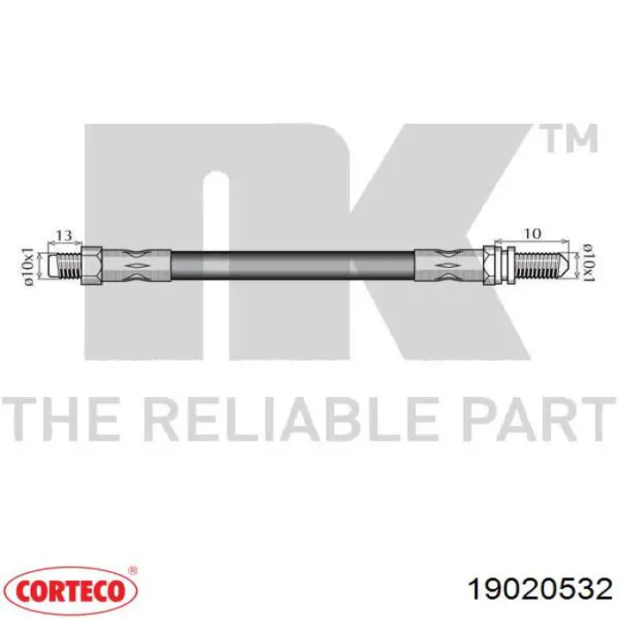 19020532 Corteco tubo flexible de frenos trasero