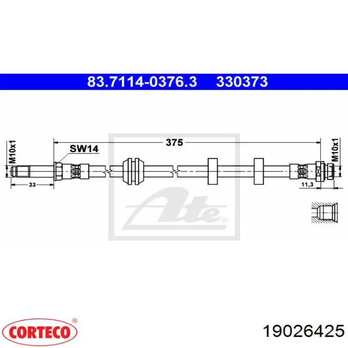 Comprar 19026425 Corteco Latiguillos de freno delantero