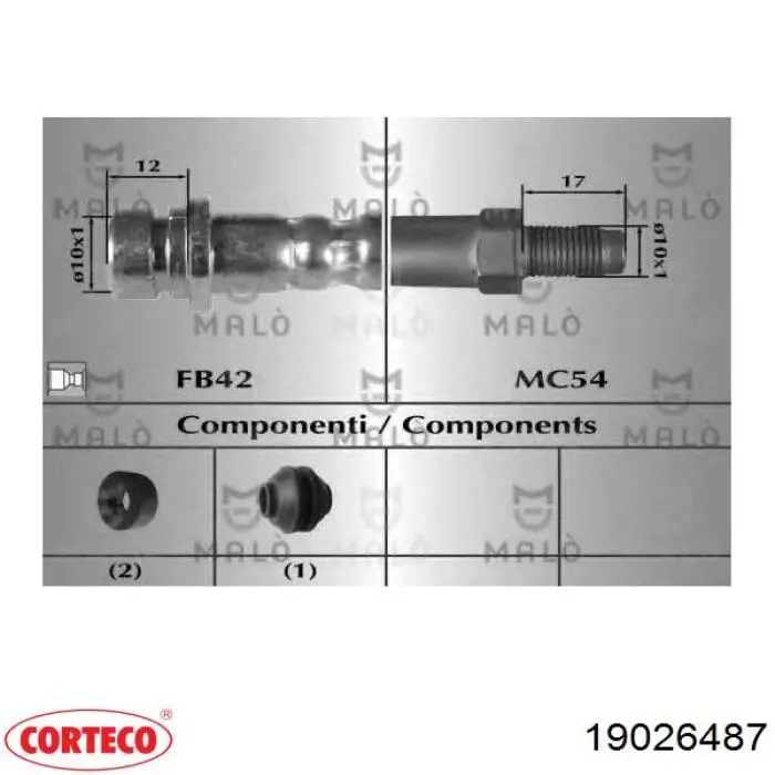 Comprar 19026487 Corteco Latiguillos de freno delantero