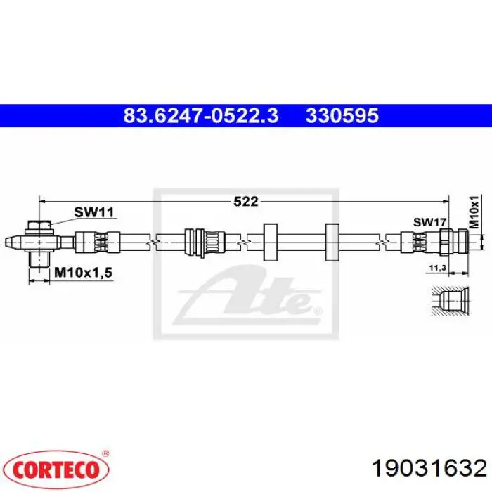 Latiguillos de freno delantero Corteco 19031632 precio, desde 17,28 EUR