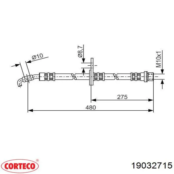 19032715 Corteco tubo flexible de frenos delantero izquierdo