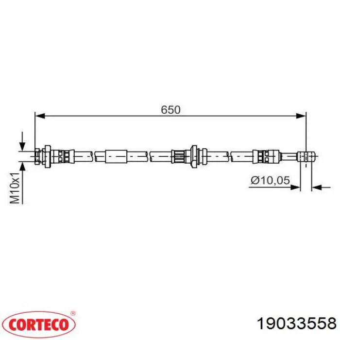 19033558 Corteco tubo flexible de frenos trasero derecho