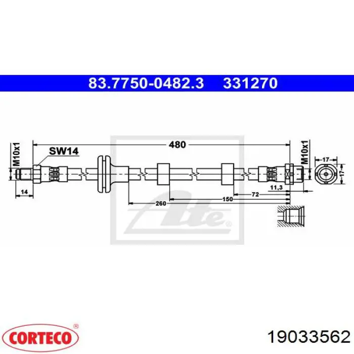 Latiguillos de freno delantero Corteco 19033562 precio, desde 16,03 EUR