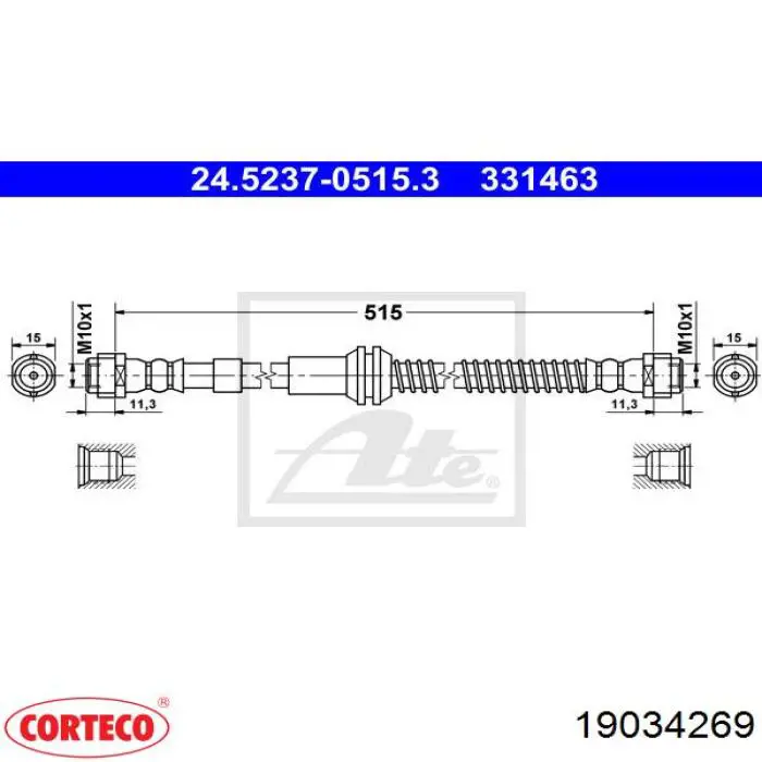 19034269 Corteco latiguillo de freno delantero