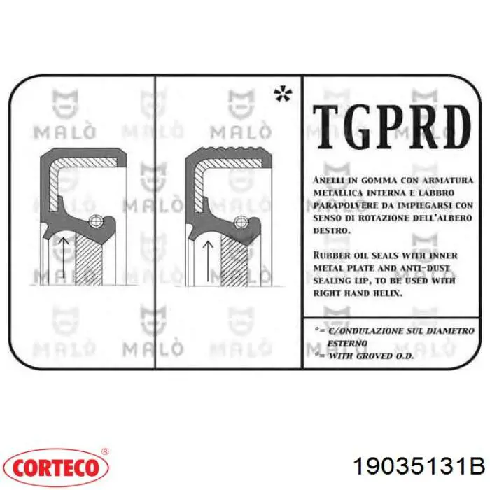 Comprar 19035131B Corteco Retén de cigüeñal