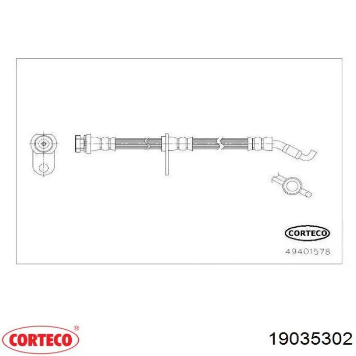 19035302 Corteco latiguillos de freno delantero izquierdo