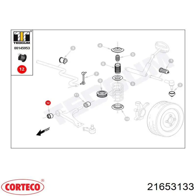 21653133 Corteco Silentblock de brazo de suspensión delantero inferior
