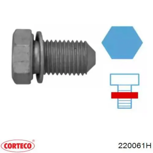 220061H Corteco tapón roscado, colector de aceite