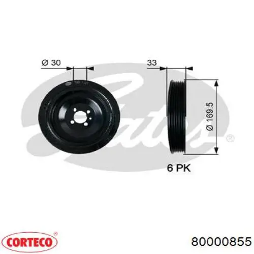 80000855 Corteco polea, cigüeñal