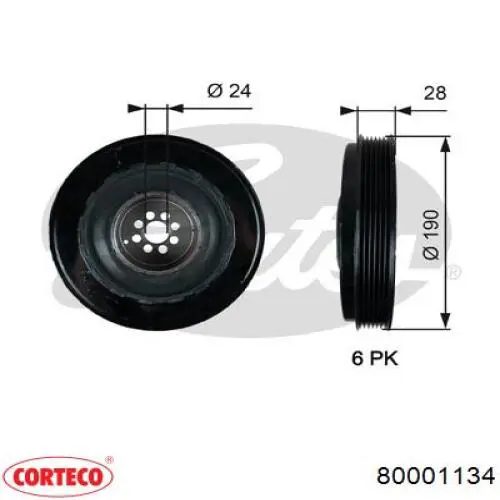 80001134 Corteco polea, cigüeñal