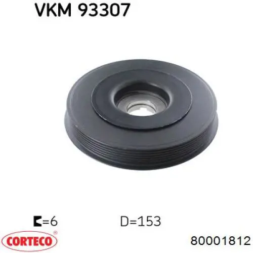 Polea de cigüeñal 80001812 Corteco