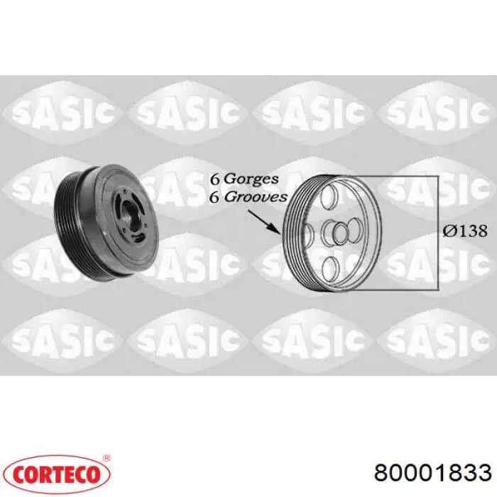 Polea de cigüeñal 80001833 Corteco