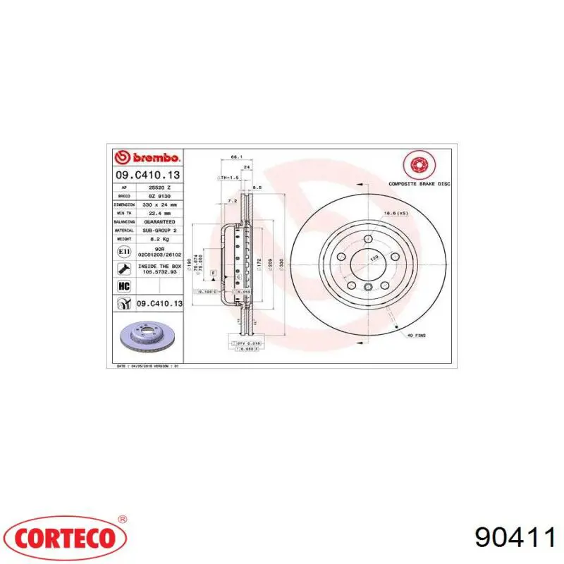 Buje del brazo oscilante 90411 Corteco