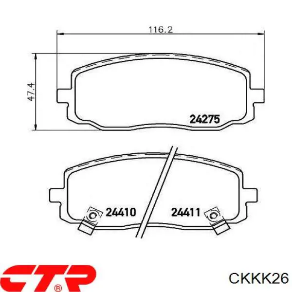 CKKK-26 CTR pastillas de freno delanteras