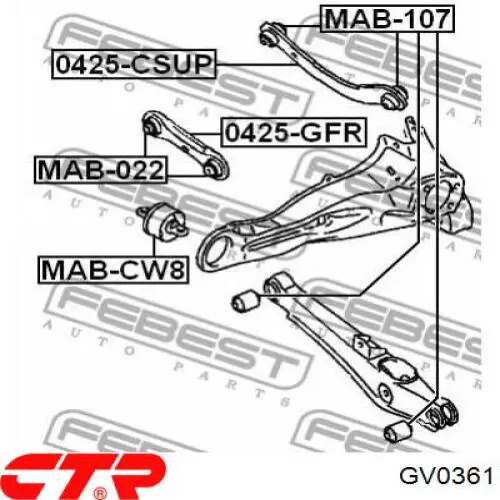 Silentblock de brazo transversal de suspensión trasera CTR GV0361
