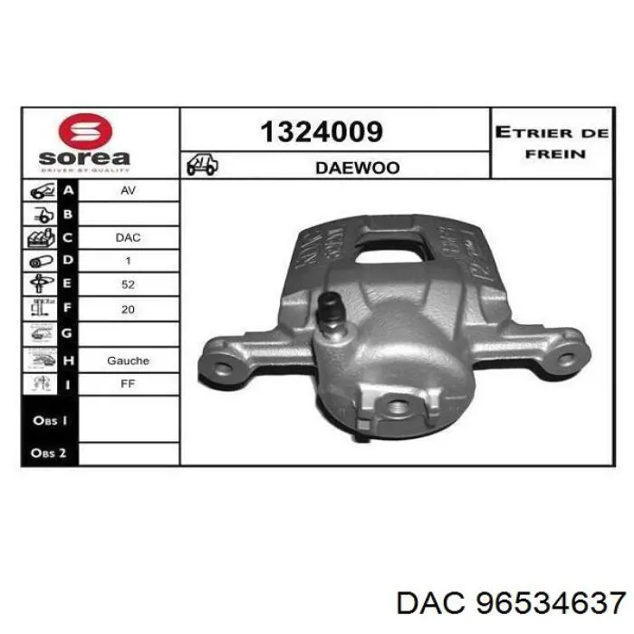 965346372 General Motors Pinza de freno delantera izquierda