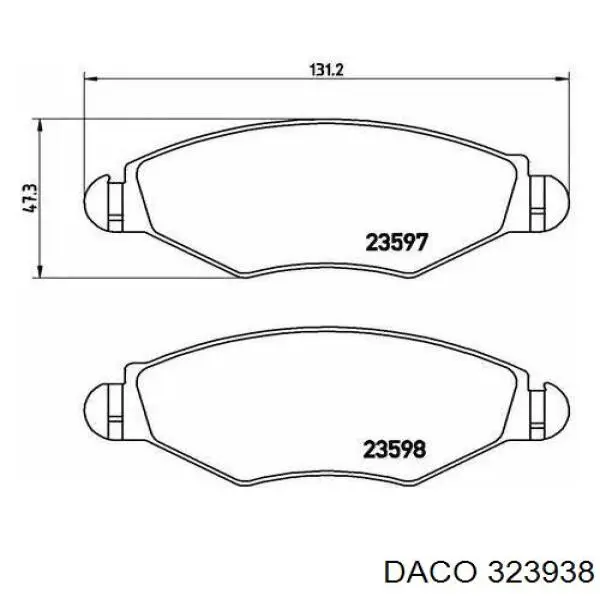 323938 Daco pastillas de freno traseras