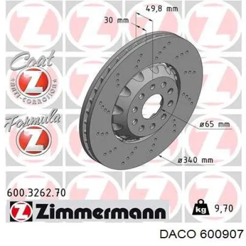 600907 Daco freno de disco delantero