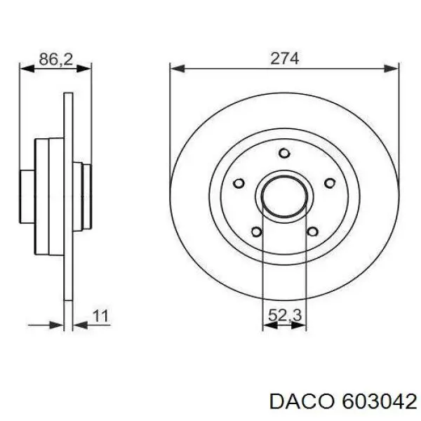 603042 Daco disco de freno trasero