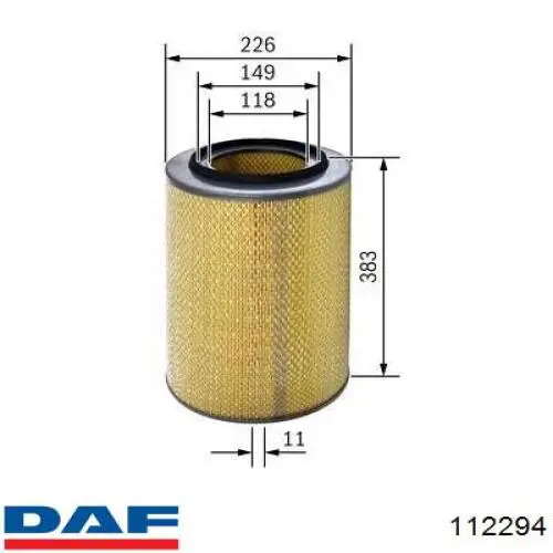 112294 DAF filtro de aire