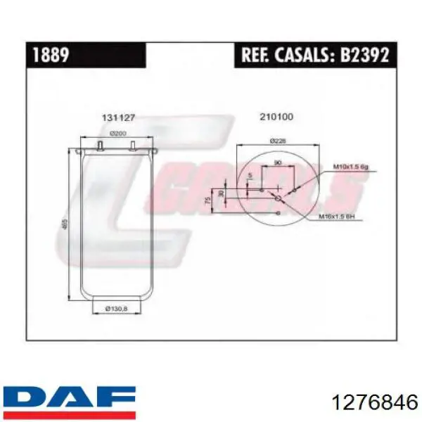 1276846 DAF muelle neumático, suspensión