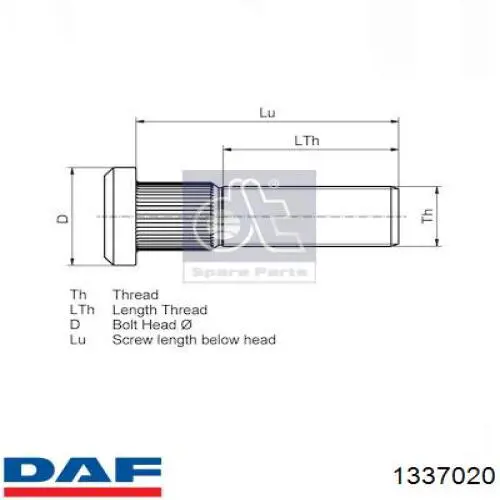 1337020 DAF Tornillos para llantas