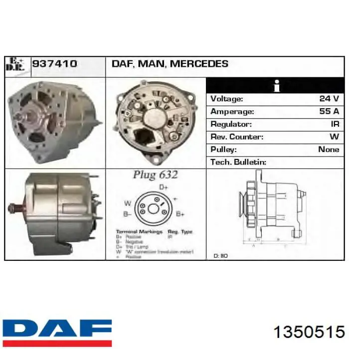 1350515 DAF alternador