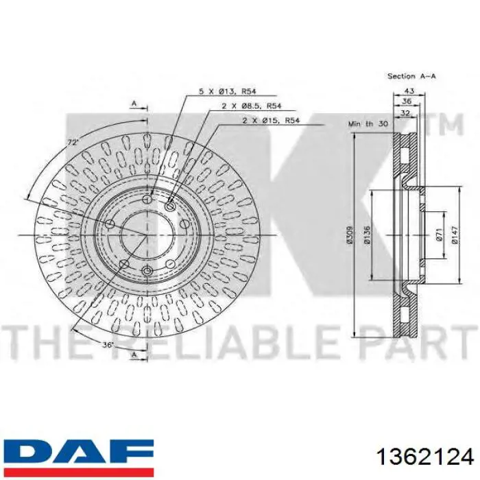 1362124 DAF filtro de habitáculo