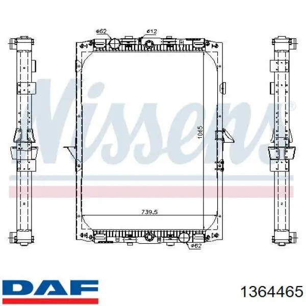 1364465 DAF radiador refrigeración del motor