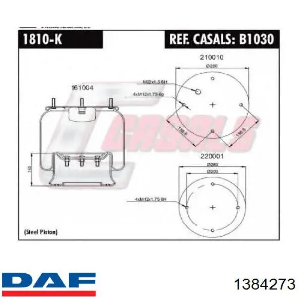 1384273 DAF muelle neumático, suspensión, eje trasero