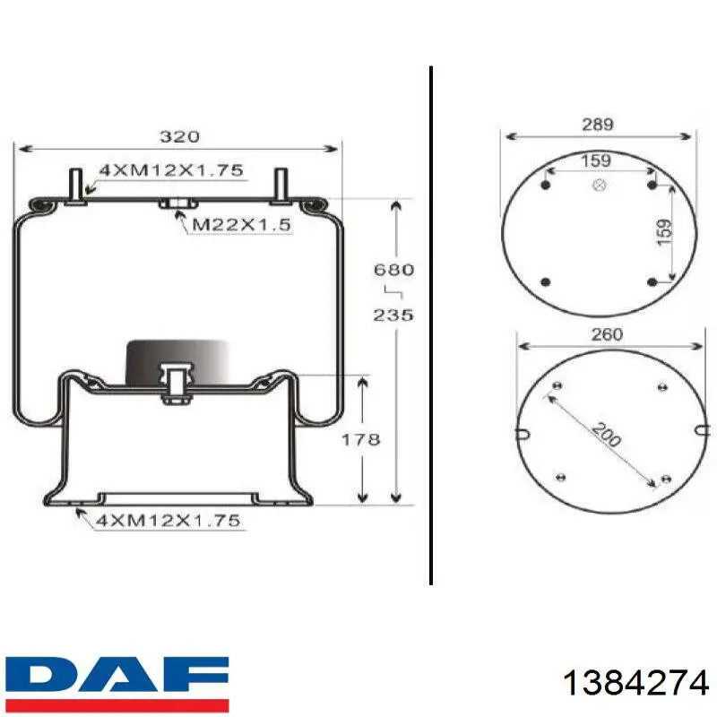 1384274 DAF muelle neumático, suspensión, eje trasero