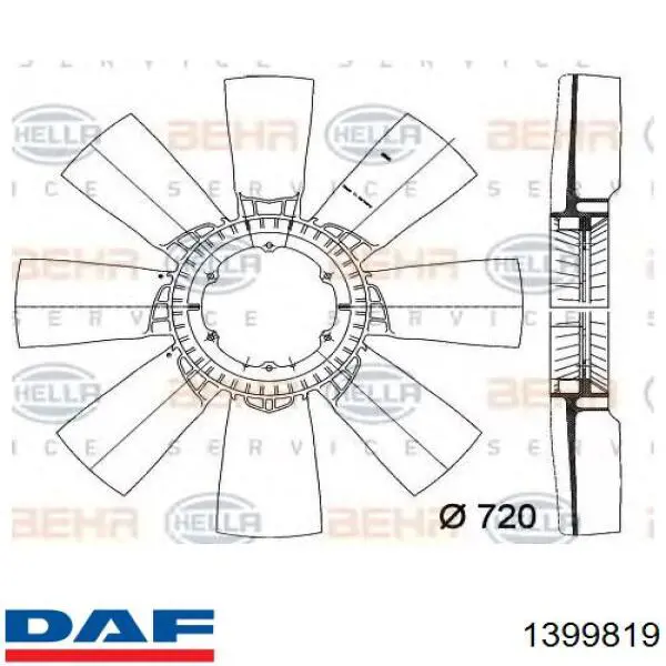 1399819 DAF rodete ventilador, refrigeración de motor