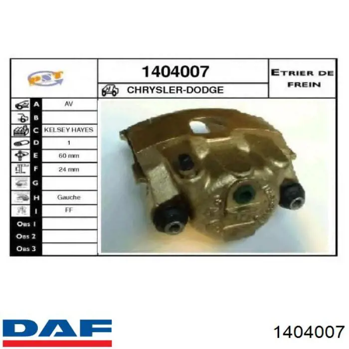 1404007 DAF sensor de presión de combustible