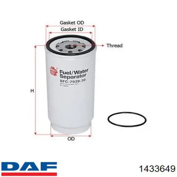 1433649 DAF filtro combustible