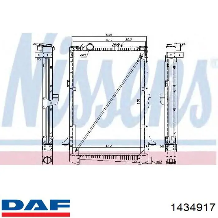 1434917 DAF radiador refrigeración del motor