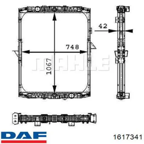 1617341 DAF radiador refrigeración del motor