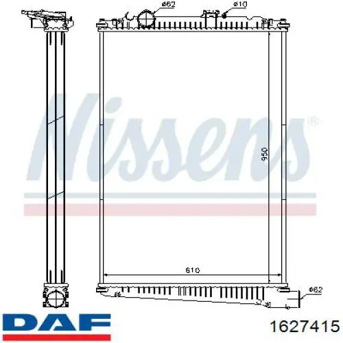 1627415 DAF radiador refrigeración del motor