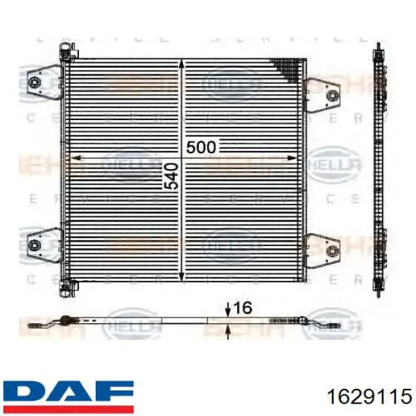 1629115 DAF Radiador de aire acondicionado