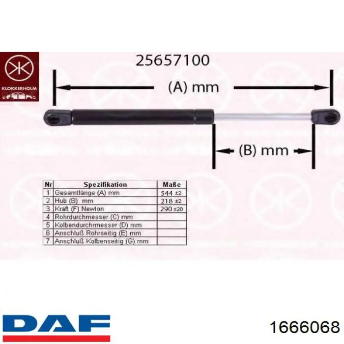 1666068 DAF tirador de puerta exterior delantero derecha