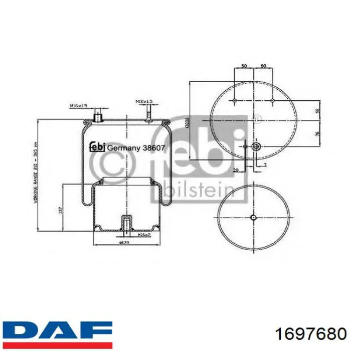 1697680 DAF muelle neumático, suspensión, eje trasero