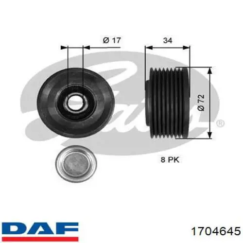 1704645 DAF polea inversión / guía, correa poli v