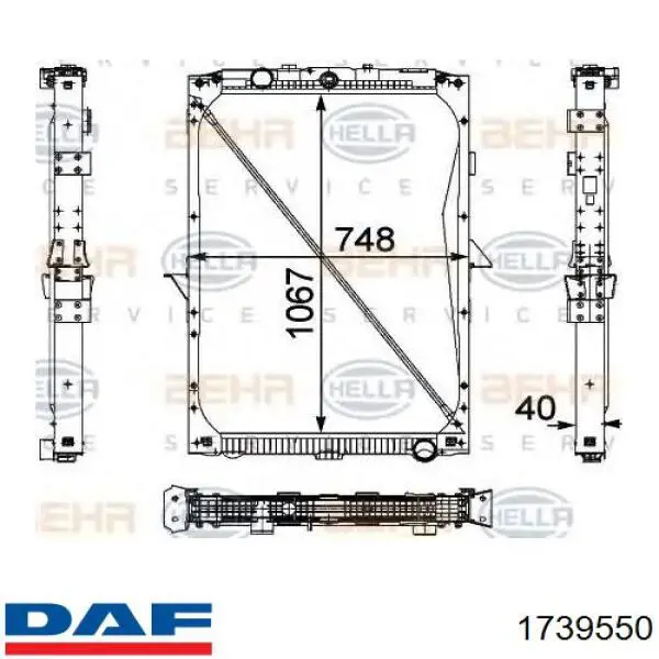 1739550 DAF radiador refrigeración del motor