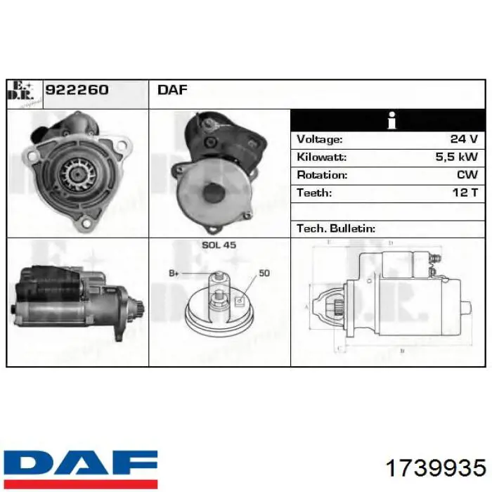1739935 DAF Arranque motores