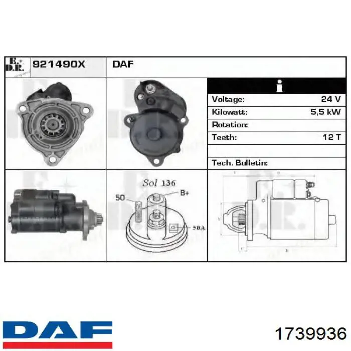 1739936 DAF Arranque motores