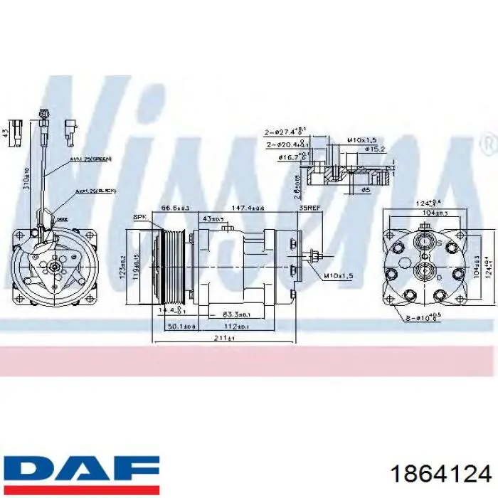 1864124 DAF compresor de aire acondicionado