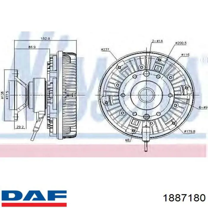 1887180 DAF rodete ventilador, refrigeración de motor