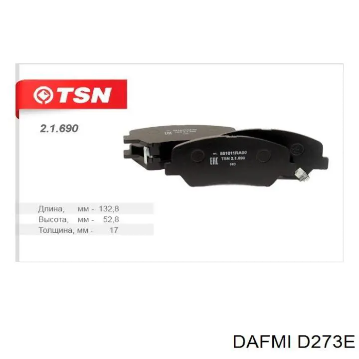 D273E Dafmi Pastillas delanteras