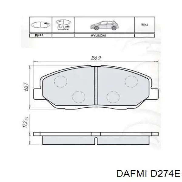 D274E Dafmi Pastillas freno traseras