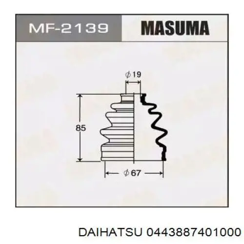 0443887401000 Daihatsu fuelle, árbol de transmisión delantero exterior